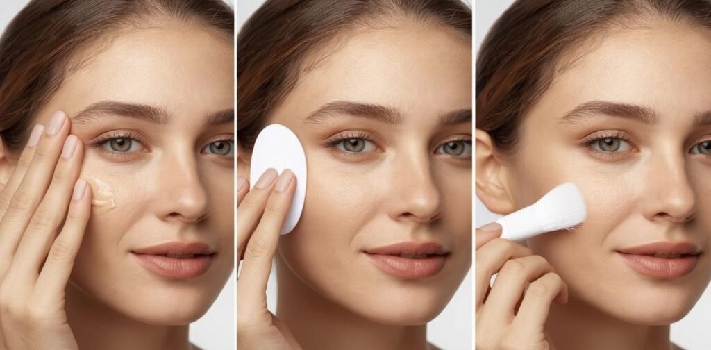 Technique application BB CC DD crème doigts éponge pinceau maquillage teint