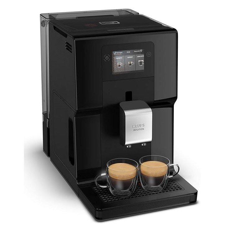 Machine à café grain broyeur Krups Intuition Preference préparant espresso