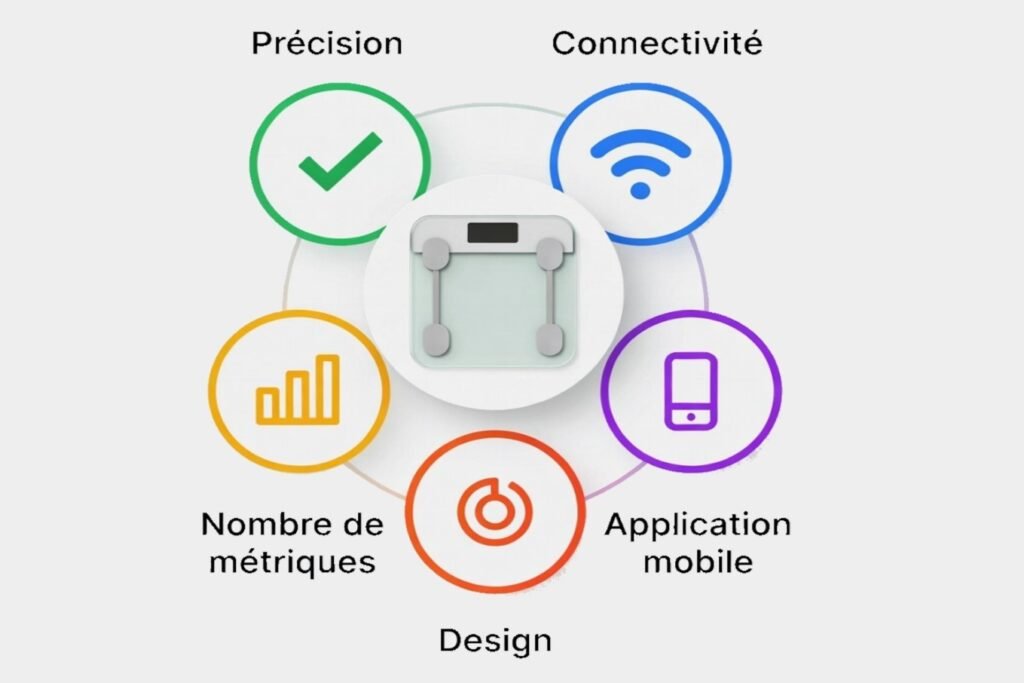 Critères sélection balance connectée  affichés visuellement