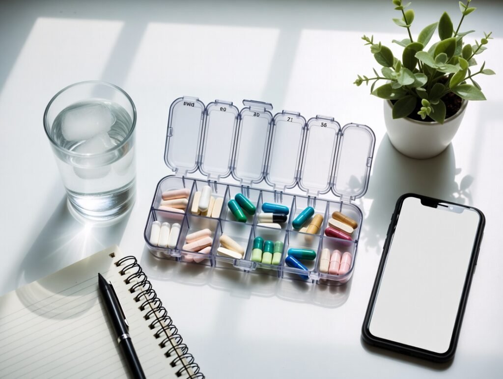 Routine matinale avec compléments organisés