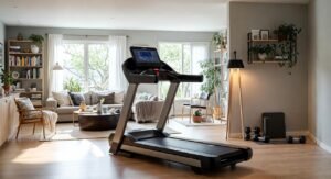 Tapis de course moderne dans salon lumineux