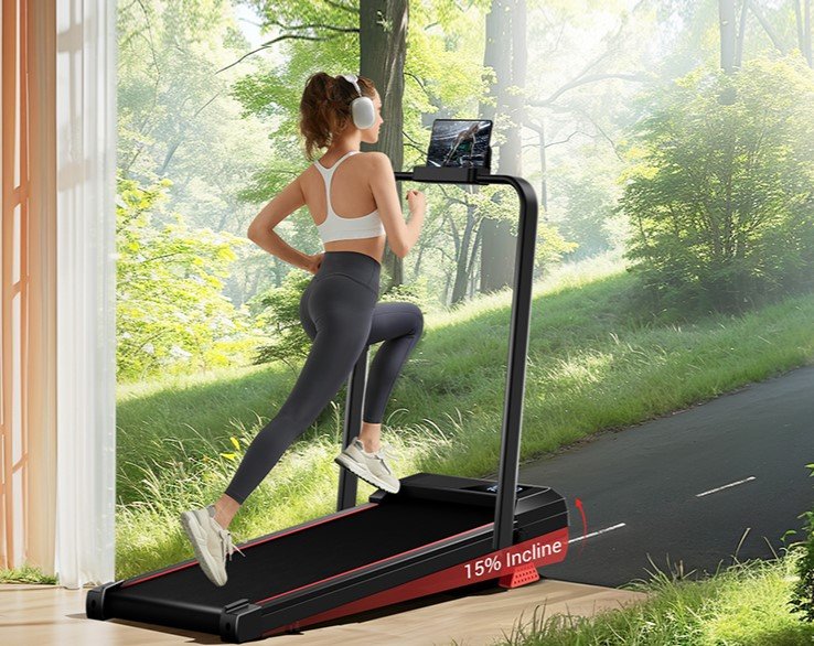 Tapis de course Amazon UMAY avec pente 15% en action
