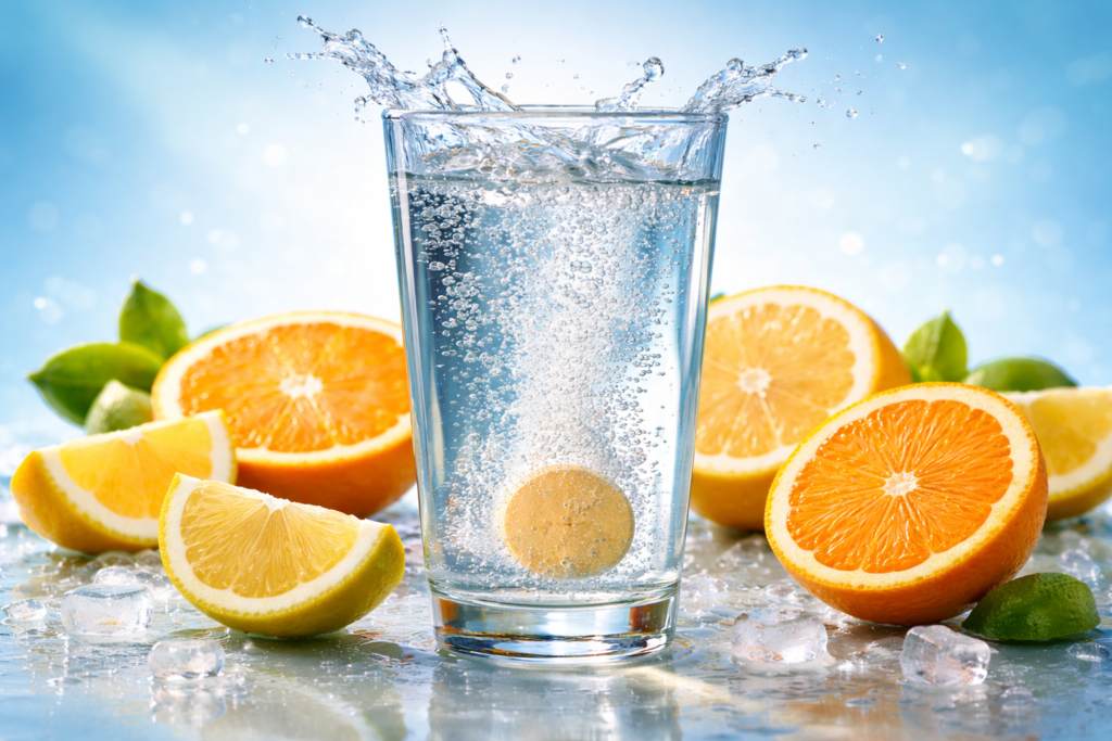 Complément alimentaire vitalité vitamine C effervescente avec agrumes