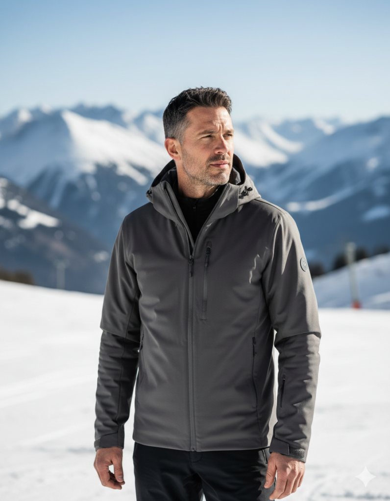 Veste de ski homme moderne alliant protection, confort et style en montagne