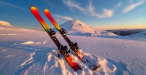 Skis pour débutants 2026 sur neige fraîche en montagne