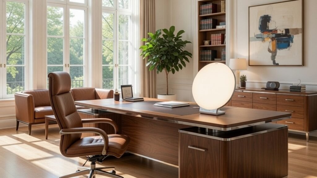 lampe ronde Beurer TL 70 sur le bureau